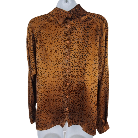 JARROD'S Silk Blouse Animal Print Sz 6 Vintage Long Sleeve - Picture 2 of 5